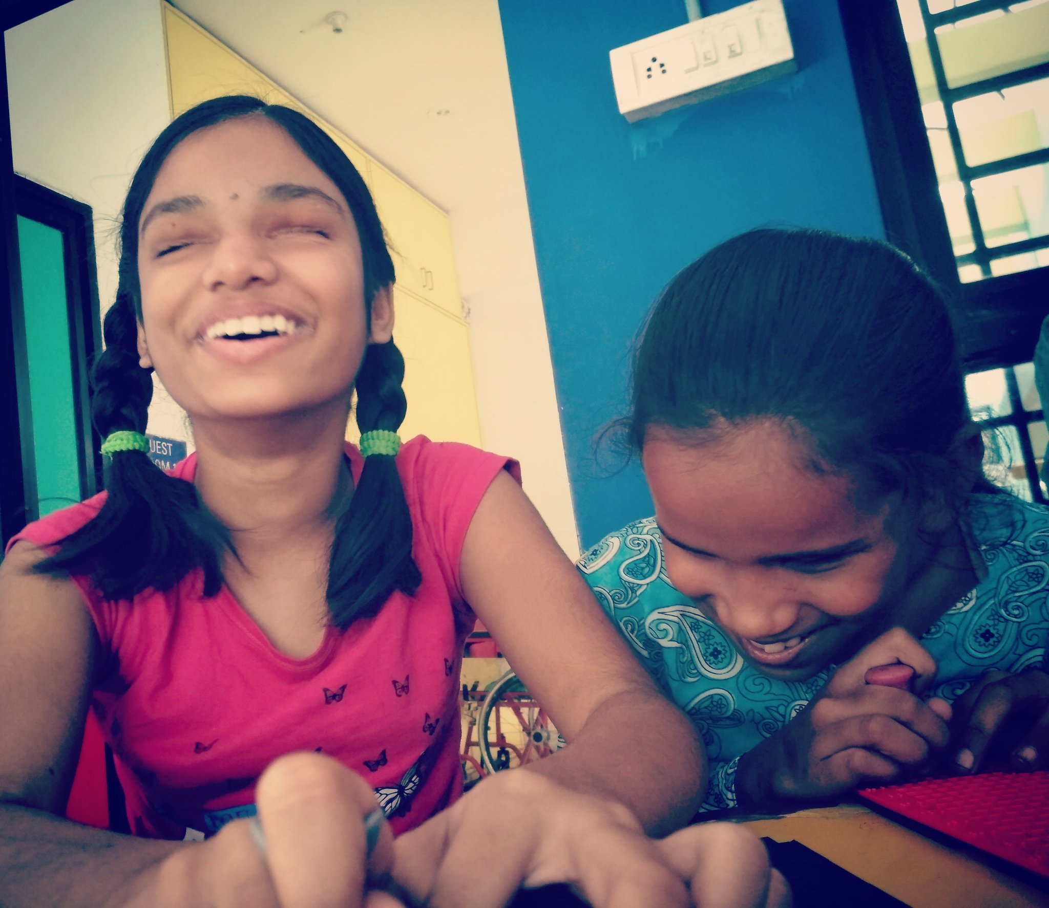 happy blind kids
